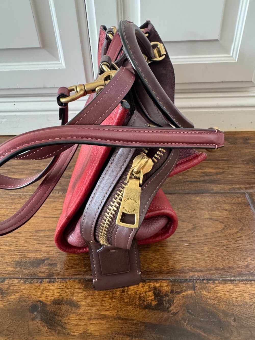 Coach Red Pebbled Leather Shoulder Bag - Picture 4 of 9